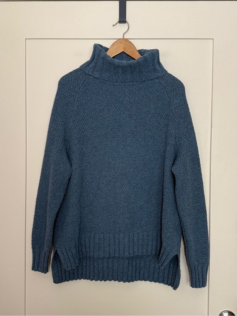 Patagonia Sweater Womens Sz XL Blue Knit Turtleneck Pullover Outdoor Hiking Camp
